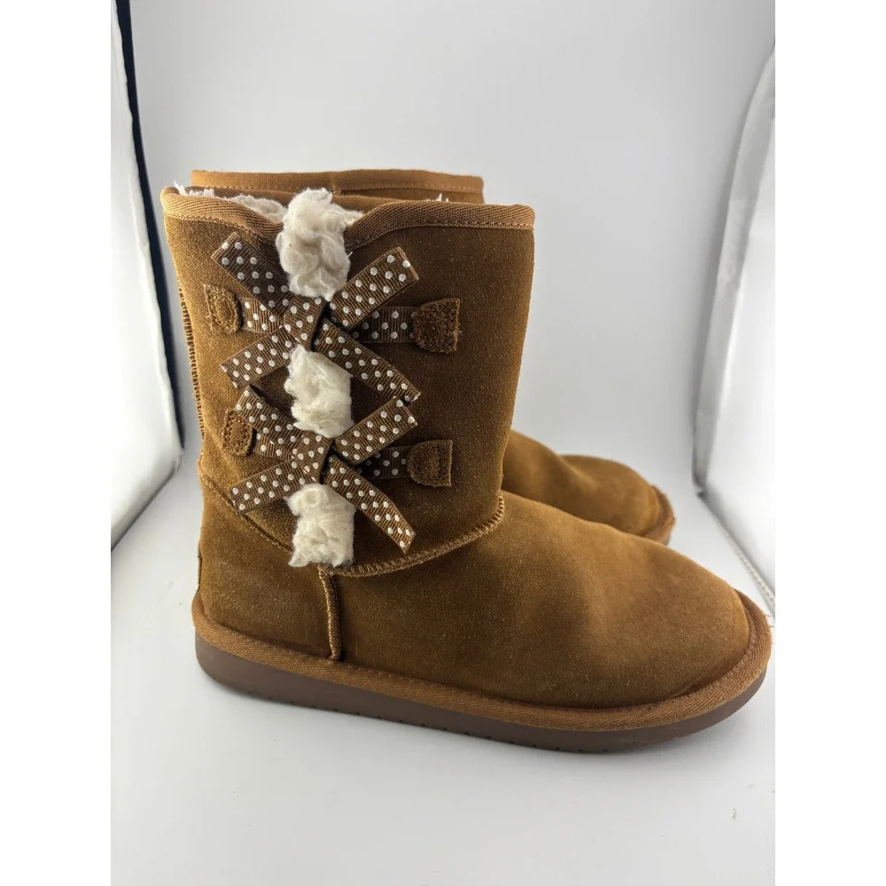 Koolaburra by UGG Victoria Chestnut Suede Bow Boots 1116750 Kids Size 5